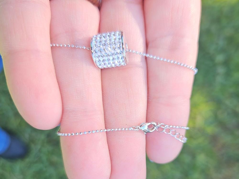Customer photo review of Anabelle 18k White Gold Plated Pendant Necklace with Swarovski Crystals