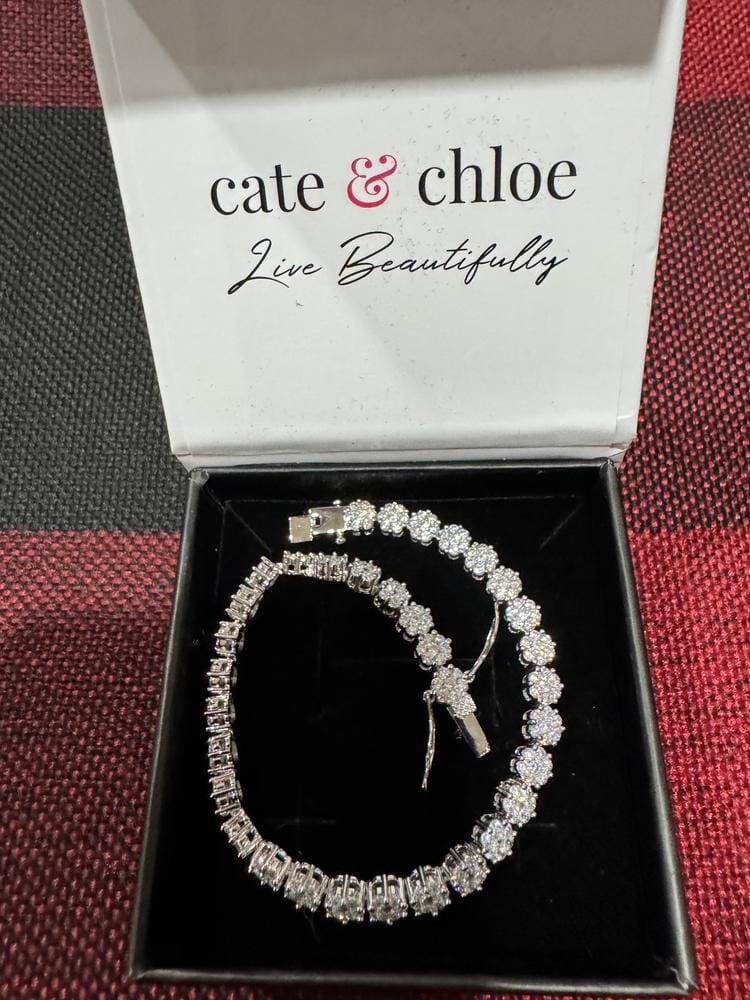 Customer photo review of Ally 18k White Gold Plated Tennis Bracelet with Simulated Diamond Crystals