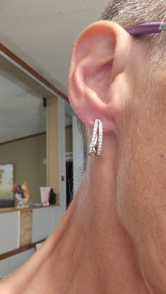 Customer photo review of Helen 18k White Gold Plated 22mm Hoop Earrings with Swarovski Crystals