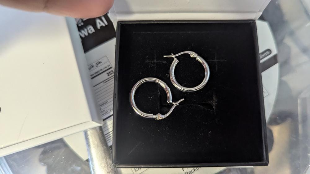 Customer photo review of Amy 18k White Gold Plated 20mm/30mm Hoop Earrings - Fab Fav Deals