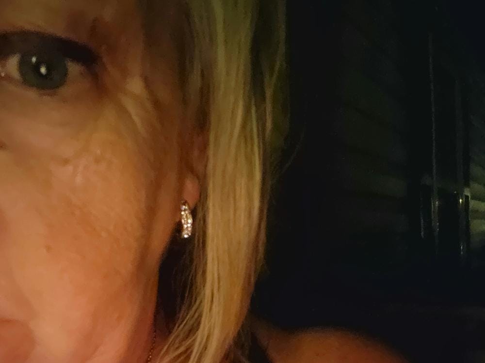 Customer photo review of Sawyer 18k White Gold Plated 16mm Crystal Hoop Earrings with Swarovski Crystals