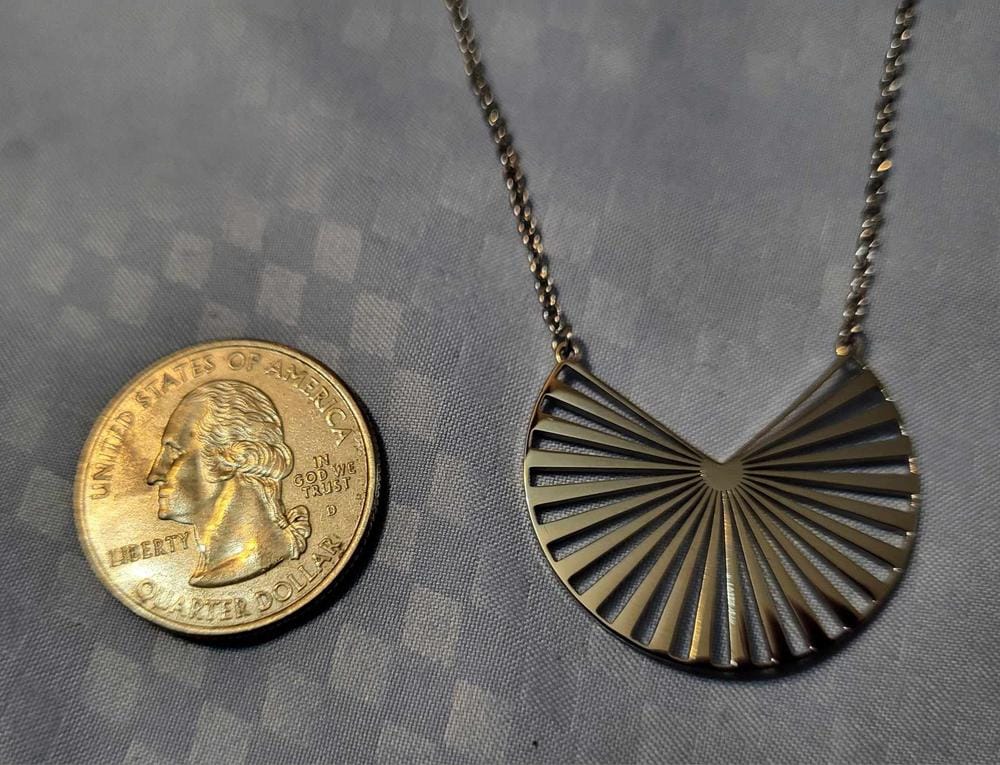 Customer photo review of Taylor 18k White Gold Plated Stainless Steel Necklace — Final Sale