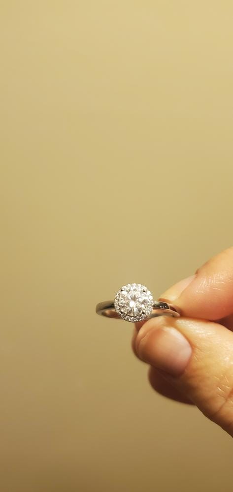 Customer photo review of Moissanite by Cate & Chloe Cora 1.1tcw Round Cut 925 Sterling Silver 18k White Gold Plated Forever Engagement Ring