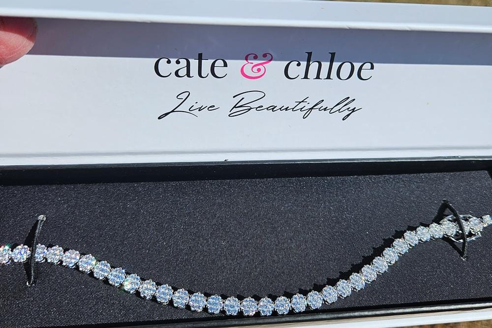 Customer photo review of Ally 18k White Gold Plated Tennis Bracelet with Simulated Diamond Crystals