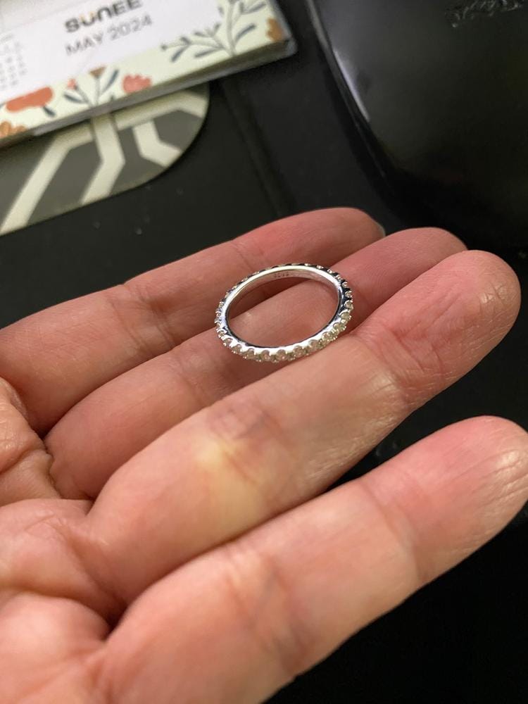 Customer photo review of Moissanite by Cate & Chloe Sadie 0.9tcw Round Cut 925 Sterling Silver 18k White Gold Plated Wedding Band