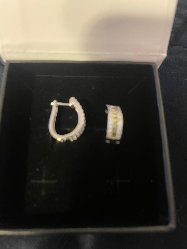 Customer photo review of Rachel 18k White Gold Plated 19mm Hoop Earrings with Swarovski Crystals