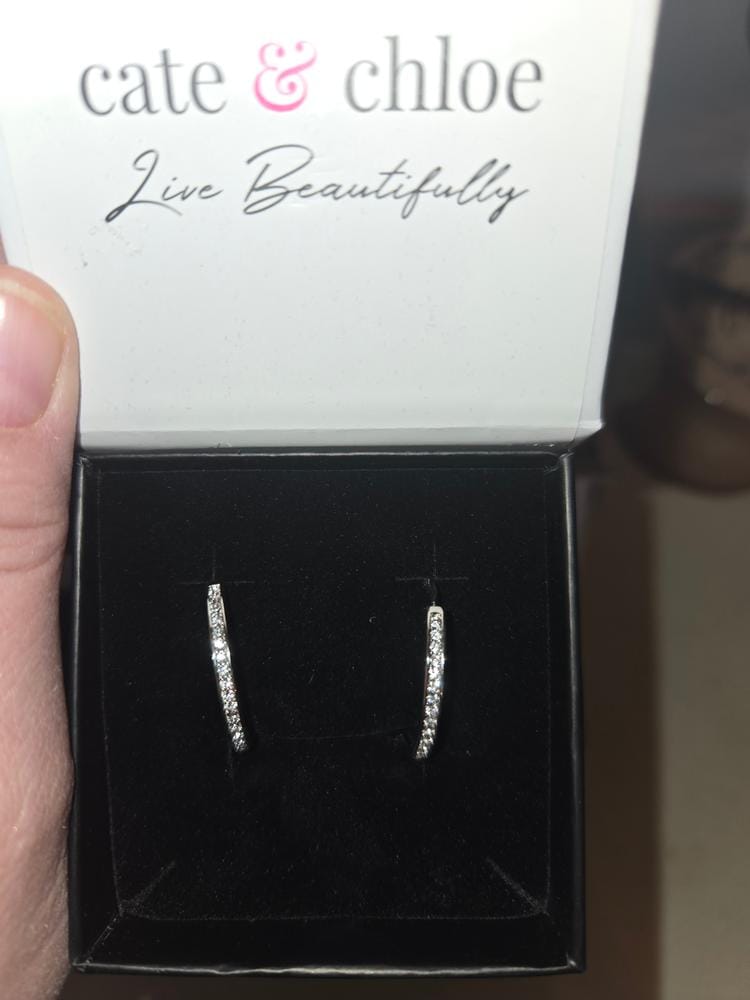 Customer photo review of Bianca 18k White Gold Plated 25mm Silver Hoop Earrings with Swarovski Crystals