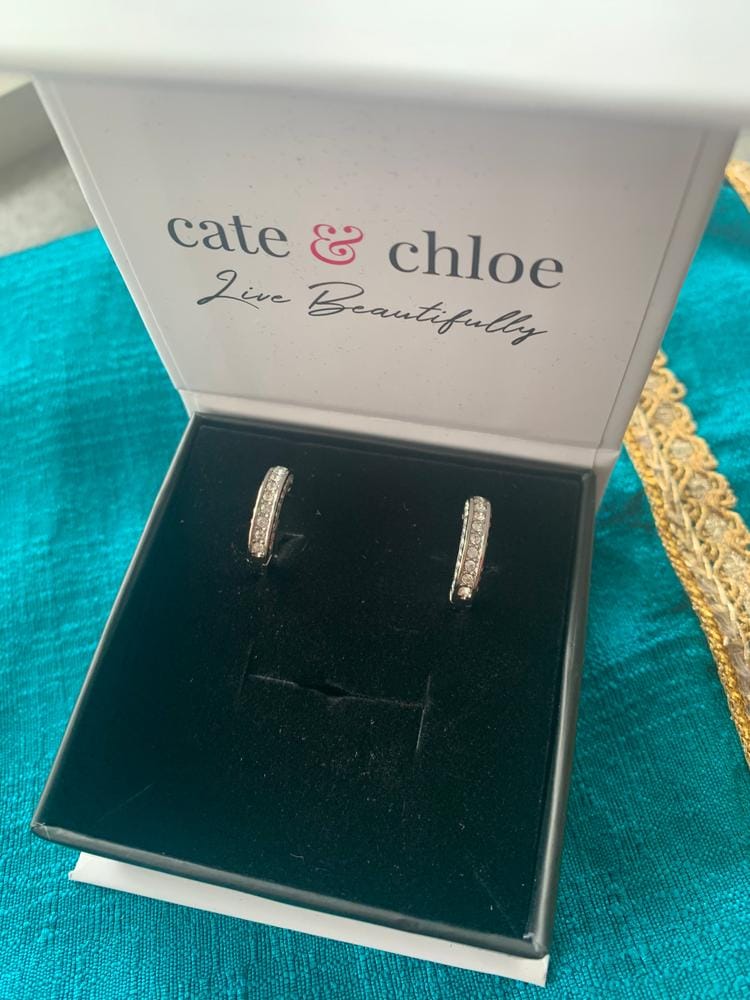 Customer photo review of Viviana 18k White Gold Plated 17mm Hoop Earrings with Swarovski Crystals