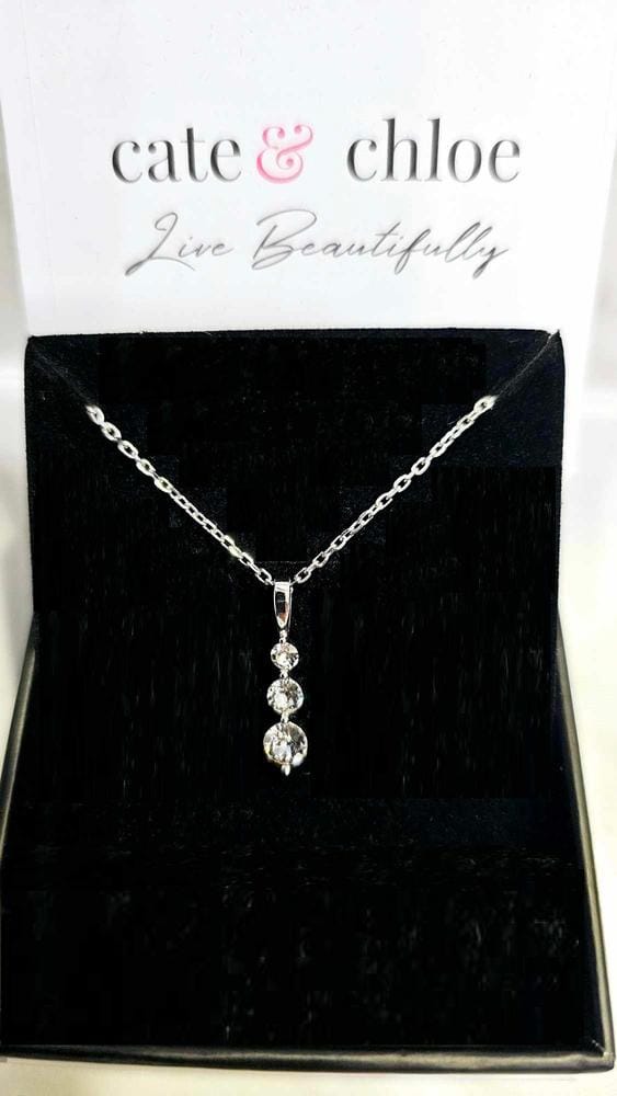 Customer photo review of Delilah 18k White Gold Plated Drop Pendant Necklace with Swarovski Crystals