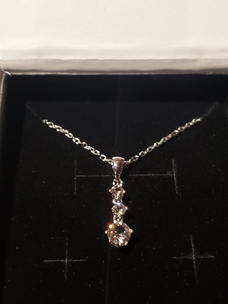 Customer photo review of Delilah 18k White Gold Plated Drop Pendant Necklace with Swarovski Crystals