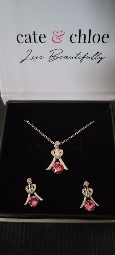 Customer photo review of Serenity Birthstone 18k White Gold Plated Necklace with Round Cut Swarovski Crystals