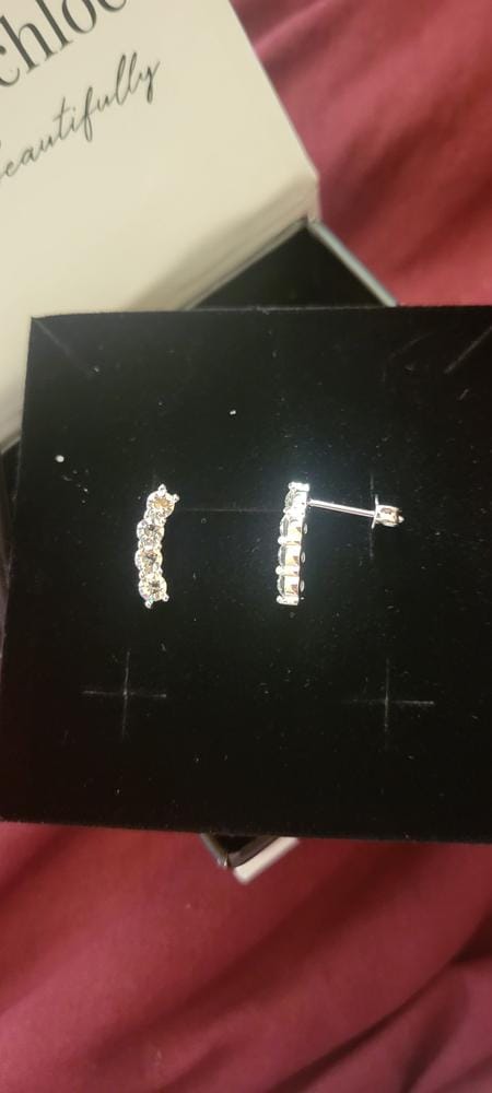 Customer photo review of Aubree 18k White Gold Plated Drop Stud Earrings with Swarovski Crystals