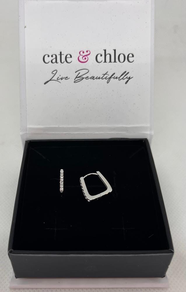 Customer photo review of Phoebe 18k White Gold Plated 14mm Hoop Earrings with Swarovski Crystals