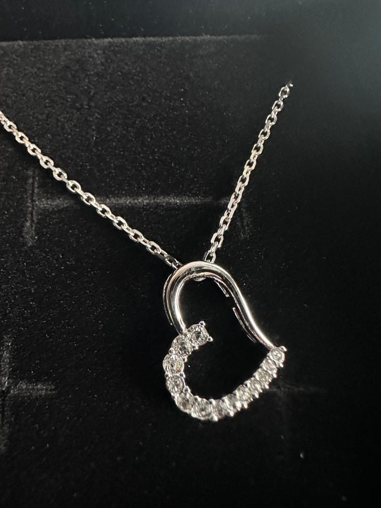 Customer photo review of Capri 18k White Gold Plated Silver Heart Necklace with Swarovski Crystals