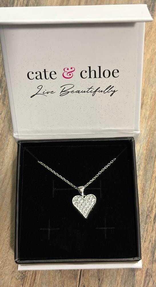 Customer photo review of Cecilia 18k White Gold Plated Heart Pendant Necklace with Swarovski Crystals