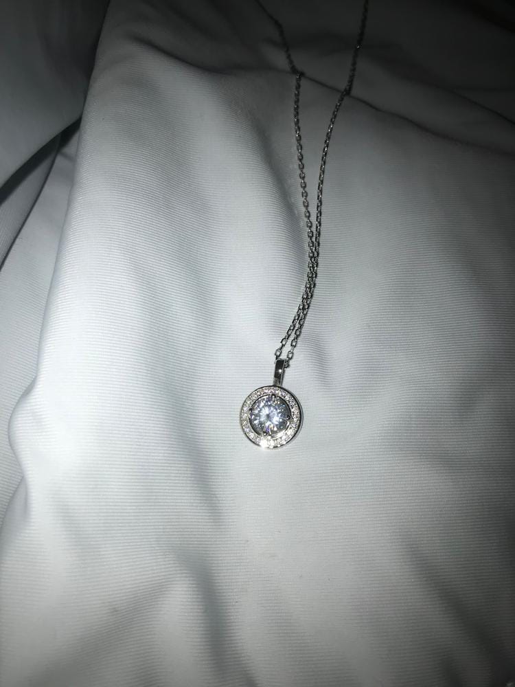 Customer photo review of Moissanite by Cate & Chloe Jordan 18k Gold Plated 925 Sterling Silver Necklace 0.95tcw