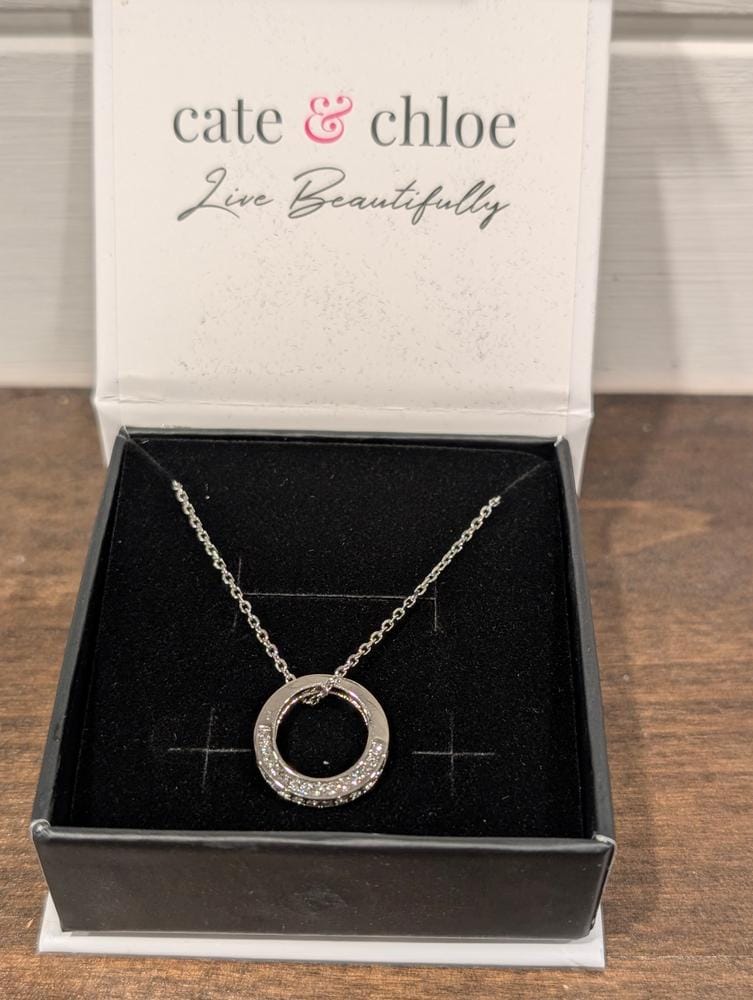Customer photo review of Viviana 18k White Gold Plated Hoop Pendant Necklace with Swarovski Crystals