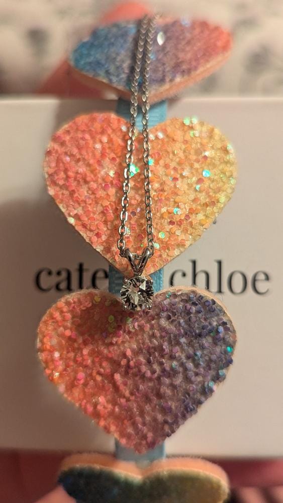 Customer photo review of Faye 18k White Gold Plated Solitaire Necklace with Swarovski Crystal