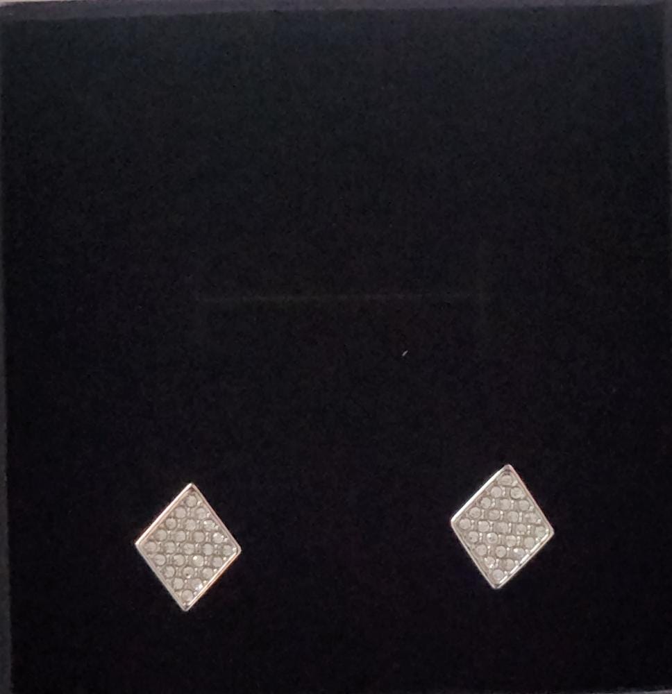 Customer photo review of Lennon 18k White Gold Plated Diamond Shaped Stud Earrings with Swarovski Crystals