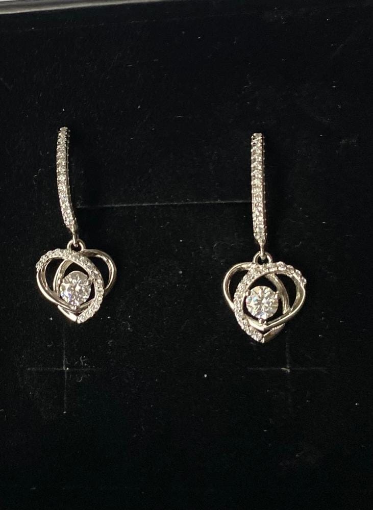 Customer photo review of Moissanite by Cate & Chloe Naomi 18k Gold Plated 925 Sterling Silver Dangle Earrings 0.9tcw