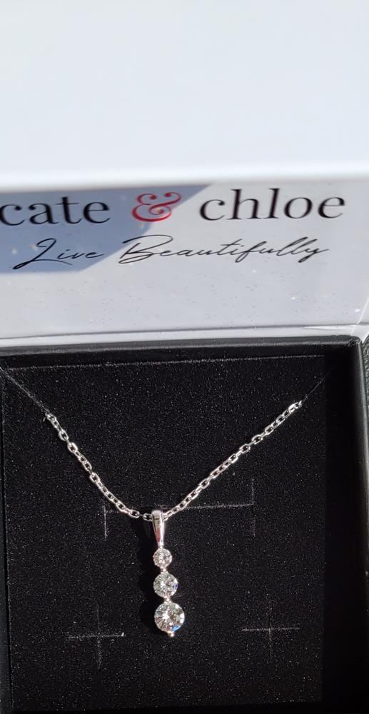 Customer photo review of Delilah 18k White Gold Plated Drop Pendant Necklace with Swarovski Crystals