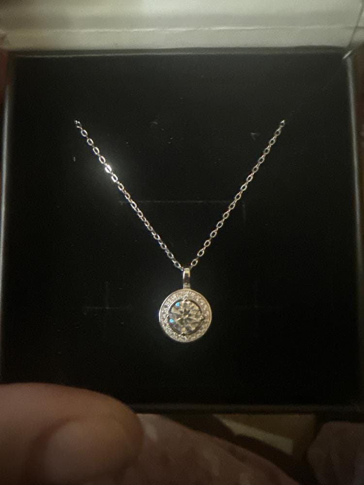 Customer photo review of Moissanite by Cate & Chloe Jordan 18k Gold Plated 925 Sterling Silver Necklace 0.95tcw