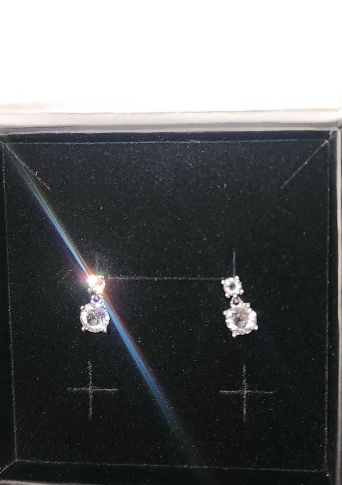 Customer photo review of Jasmine 18k White Gold Plated Drop Earrings with Swarovski Crystals