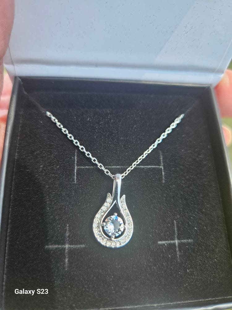 Customer photo review of Bernadette 18k White Gold Plated Tear drop Necklace with Swarovski Crystals