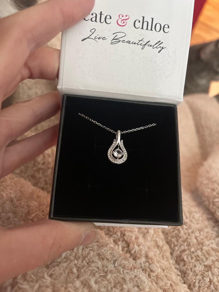 Customer photo review of Bernadette 18k White Gold Plated Tear drop Necklace with Swarovski Crystals