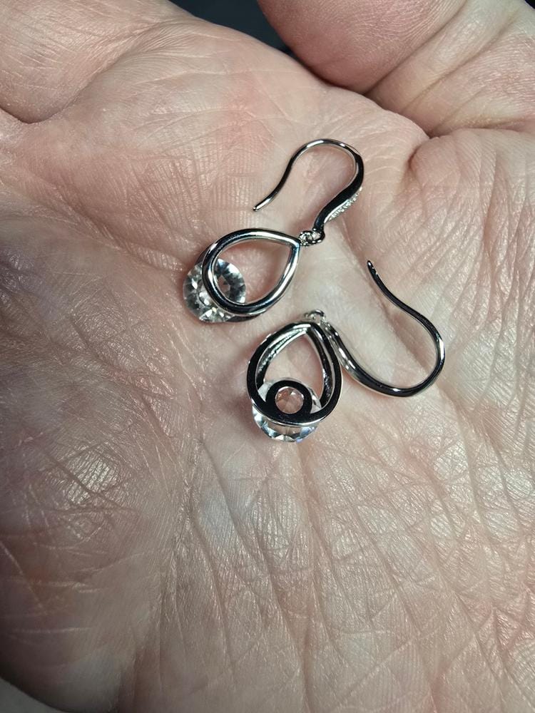 Customer photo review of Brenda 18k White Gold Plated Drop Earrings with Swarovski Crystals