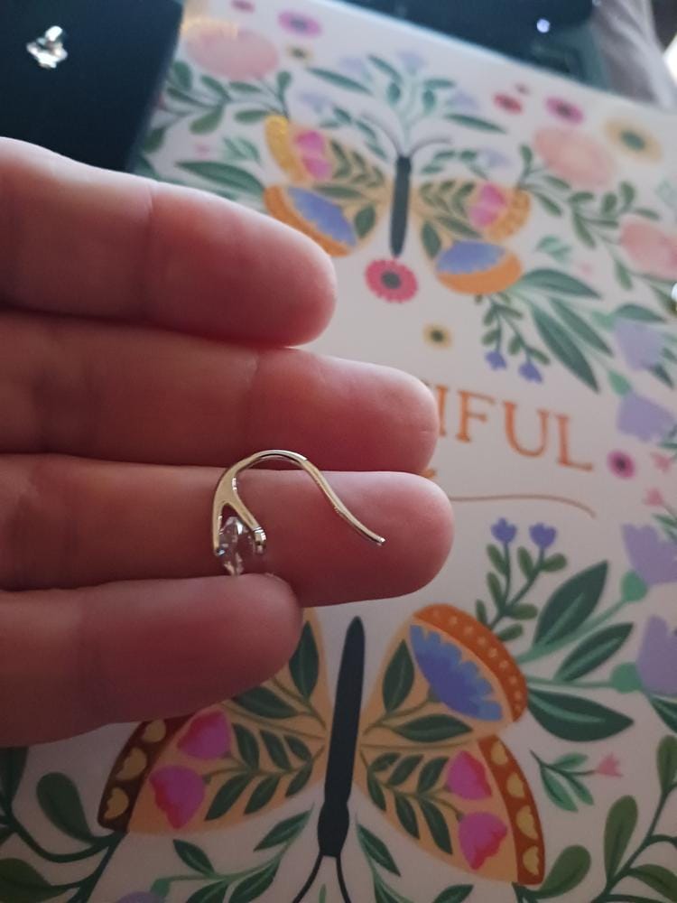 Customer photo review of McKayla 18k White Gold Plated Drop Earrings with Swarovski Crystals