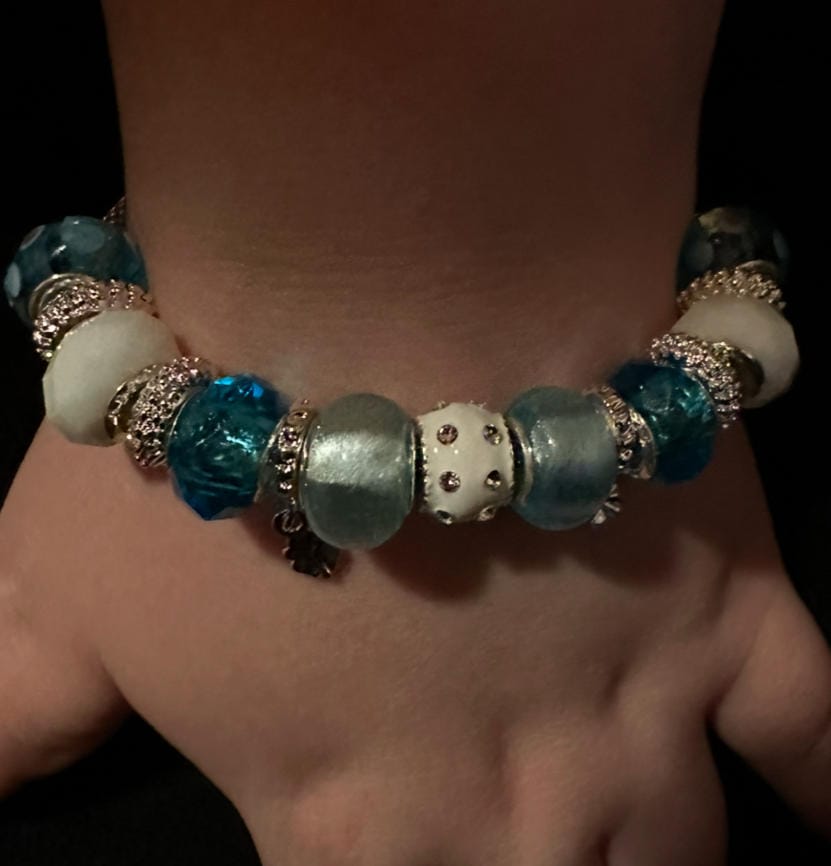 Customer photo review of Aurora 18k White Gold Plated Beaded Bracelet with Swarovski Crystals