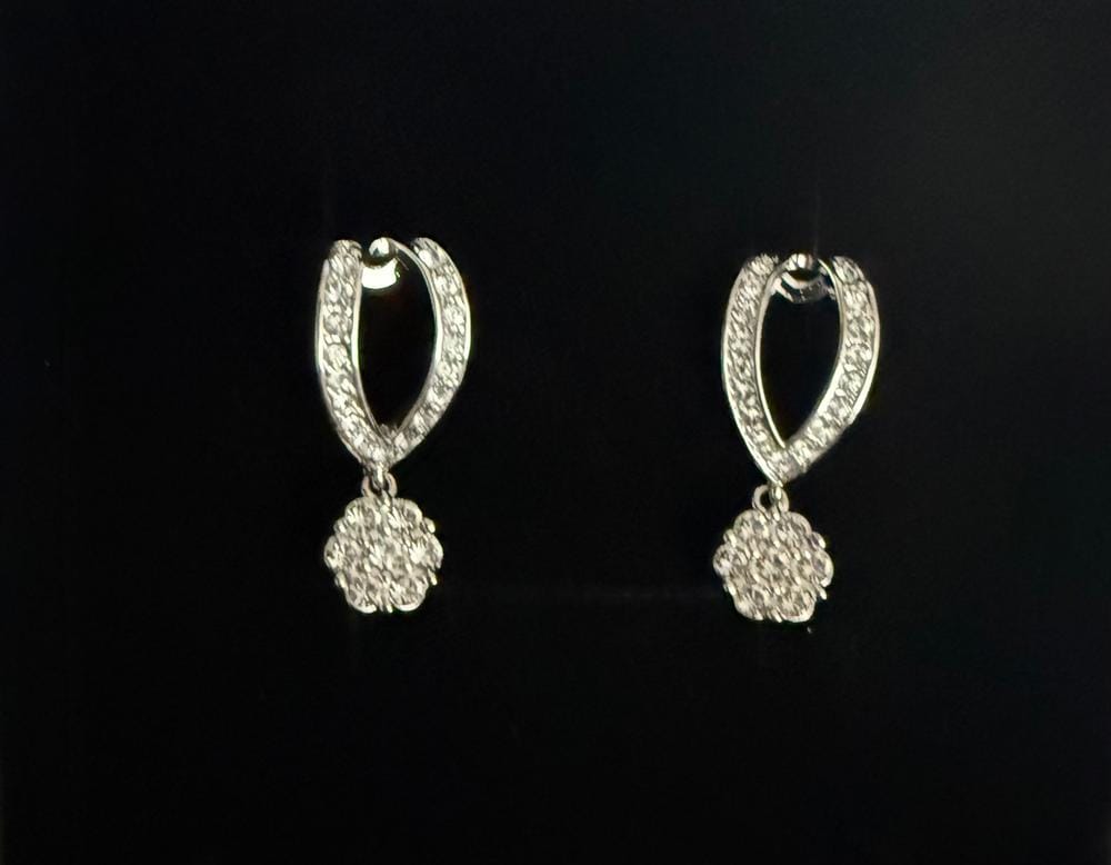 Customer photo review of Megan 18k White Gold Plated Diamond Dangle Stud Earrings with Swarovski Crystals - Final Sale