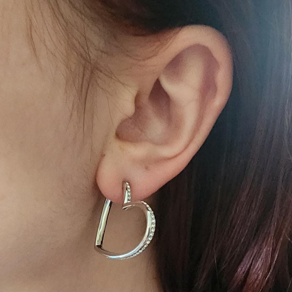 Customer photo review of Sylvia 18k White Gold Plated 25mm Heart Hoop Earrings with Swarovski Crystals