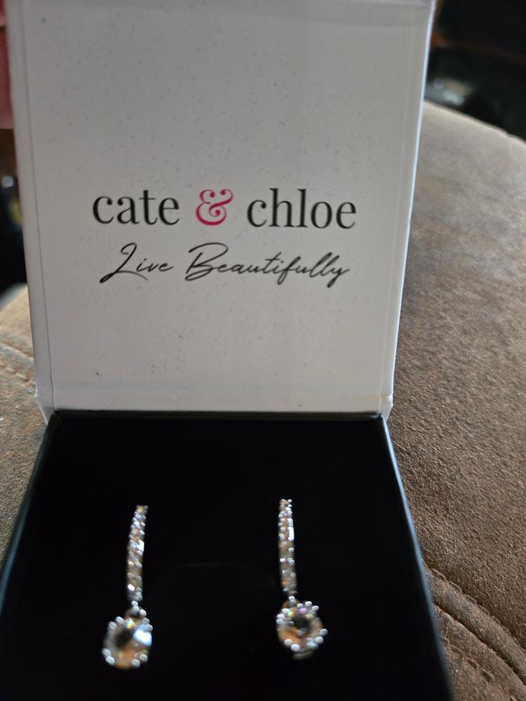 Customer photo review of McKenzie 18k White Gold Plated Drop Dangle Earrings with Swarovski Crystals