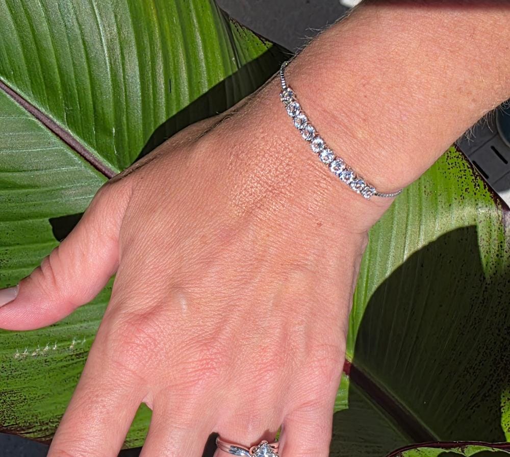 Customer photo review of Cameron 18k White Gold Plated Bracelet with Swarovski Crystals