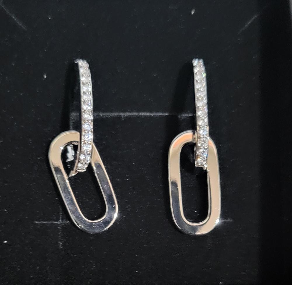 Customer photo review of Remington 18k White Gold Plated Dangle Chain Link Earrings with Swarovski Crystals