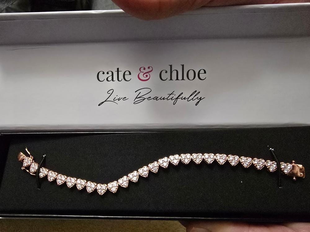 Customer photo review of Donna 18k White Gold Plated Silver Heart Bracelet with Simulated Diamond Crystals