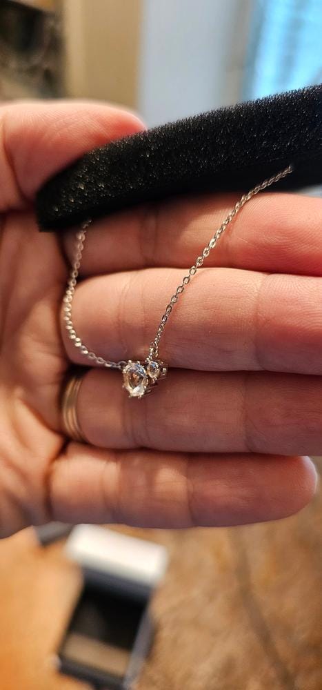 Customer photo review of Emma 18k White Gold Plated 2-Stone Pendant Necklace with  Swarovski Crystals
