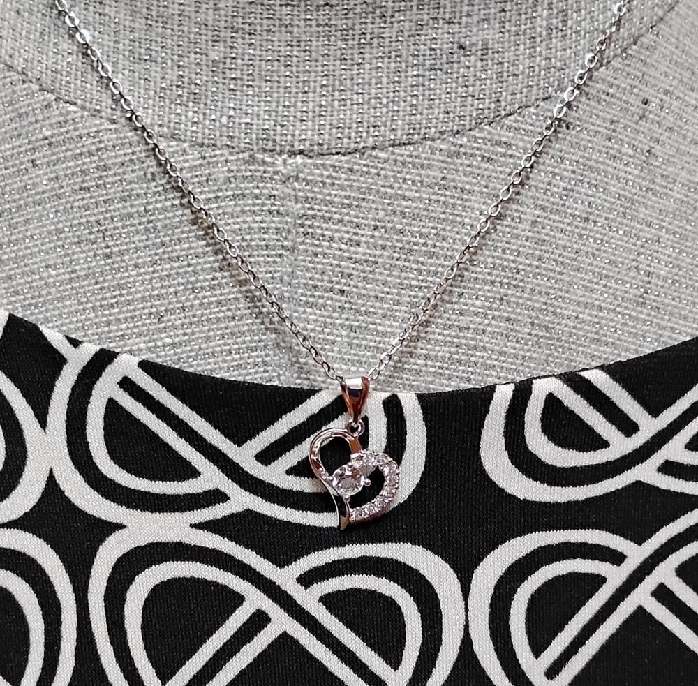 Customer photo review of Cecilia 18k White Gold Plated Heart Pendant Necklace with Swarovski Crystals