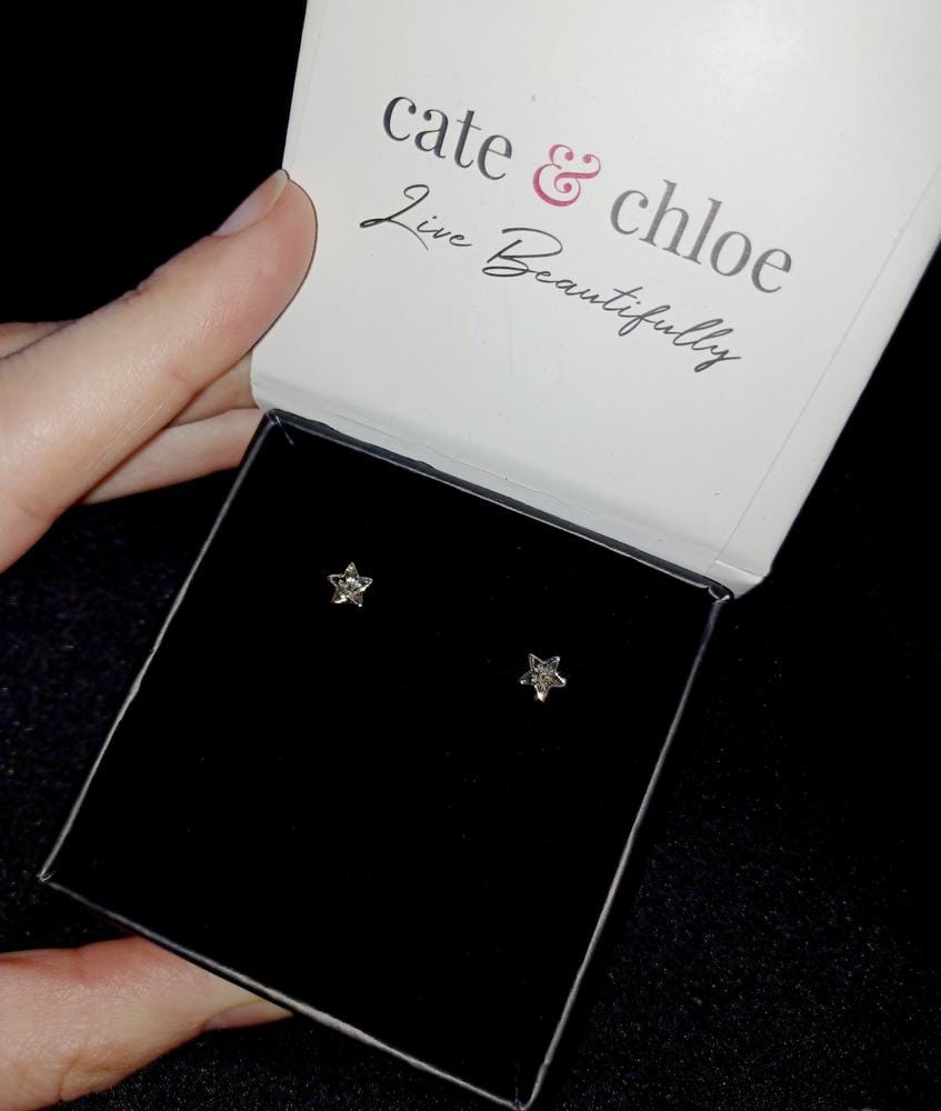 Customer photo review of Lealani 18k White Gold Plated Stud Earrings with Swarovski Crystals