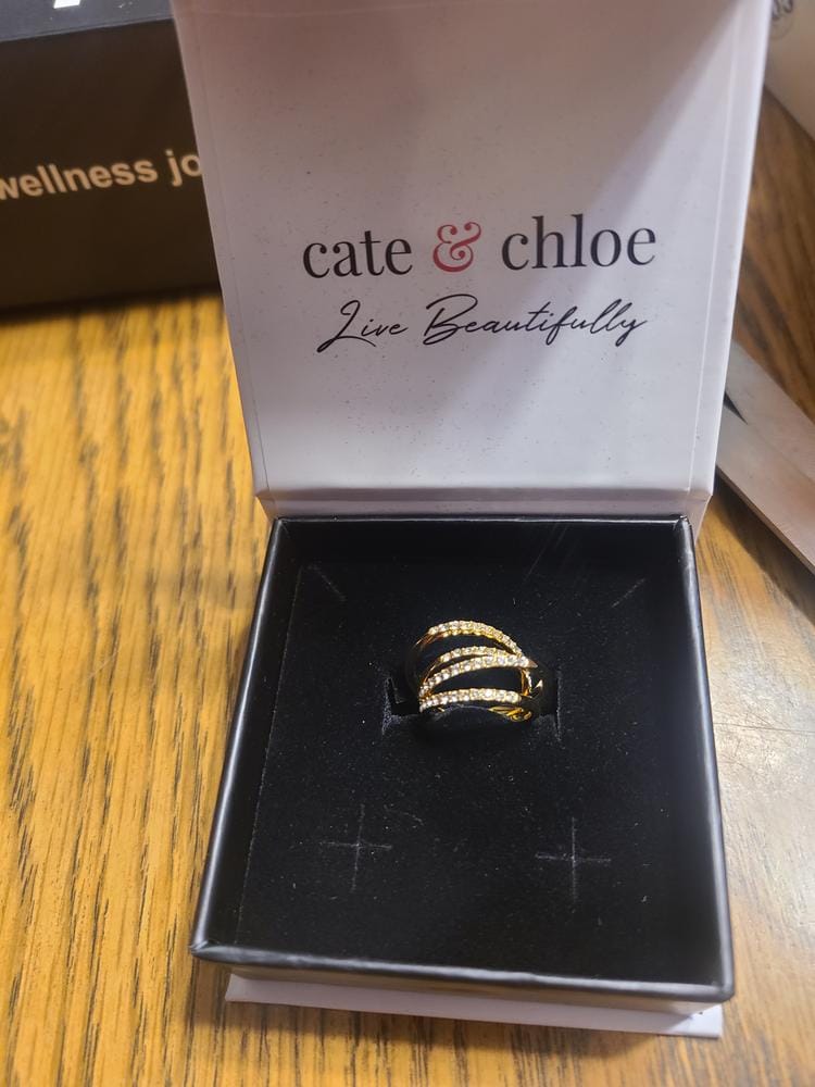 Customer photo review of Corina 18k White Gold Plated 20mm Hoop Earrings with Swarovski Crystals