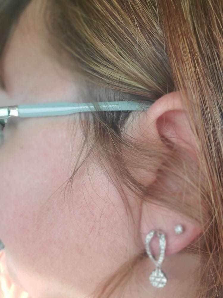 Customer photo review of Megan 18k White Gold Plated Diamond Dangle Stud Earrings with Swarovski Crystals - Final Sale