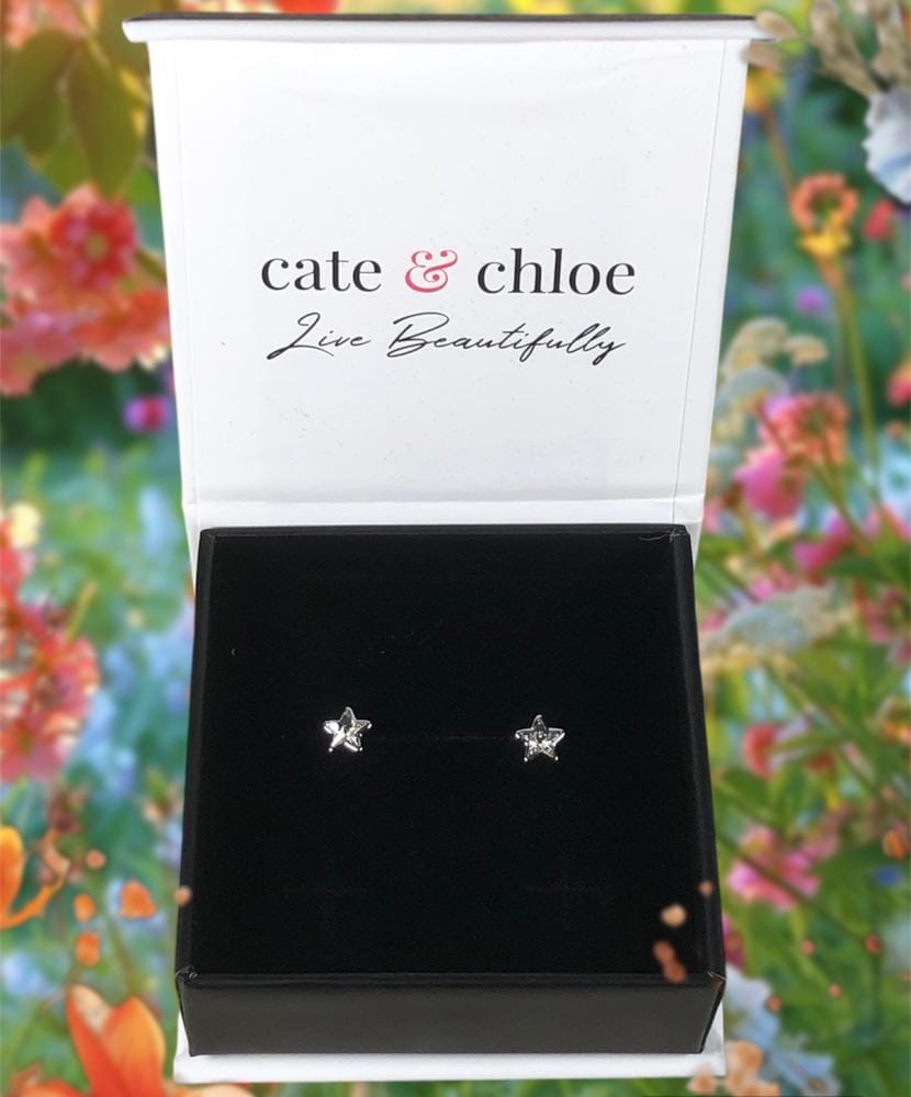 Customer photo review of Lealani 18k White Gold Plated Stud Earrings with Swarovski Crystals