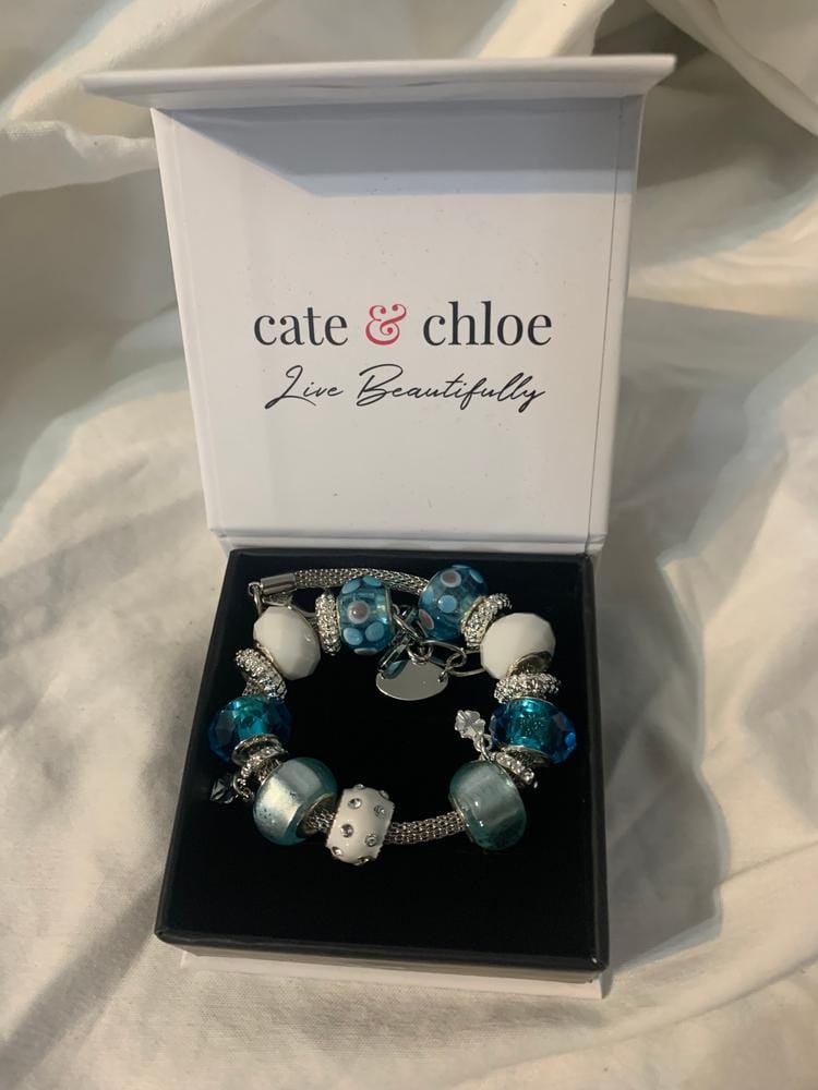 Customer photo review of Aurora 18k White Gold Plated Beaded Bracelet with Swarovski Crystals