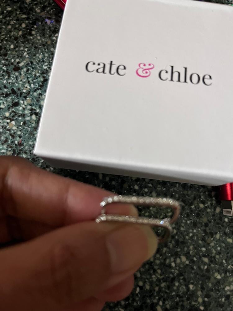 Customer photo review of Nadia 18k White Gold Plated 24mm Hoop Earrings with Swarovski Crystals
