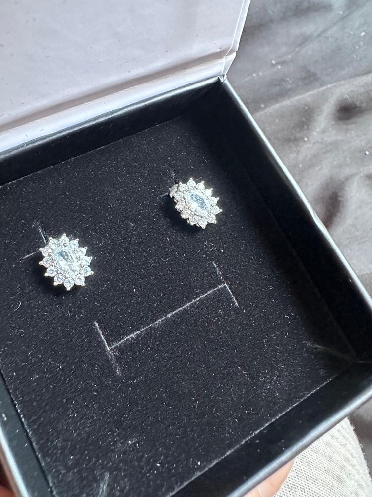 Customer photo review of Eloise 18k White Gold Plated Stud Earrings with Solitaire Round Cut Swarovski Crystal