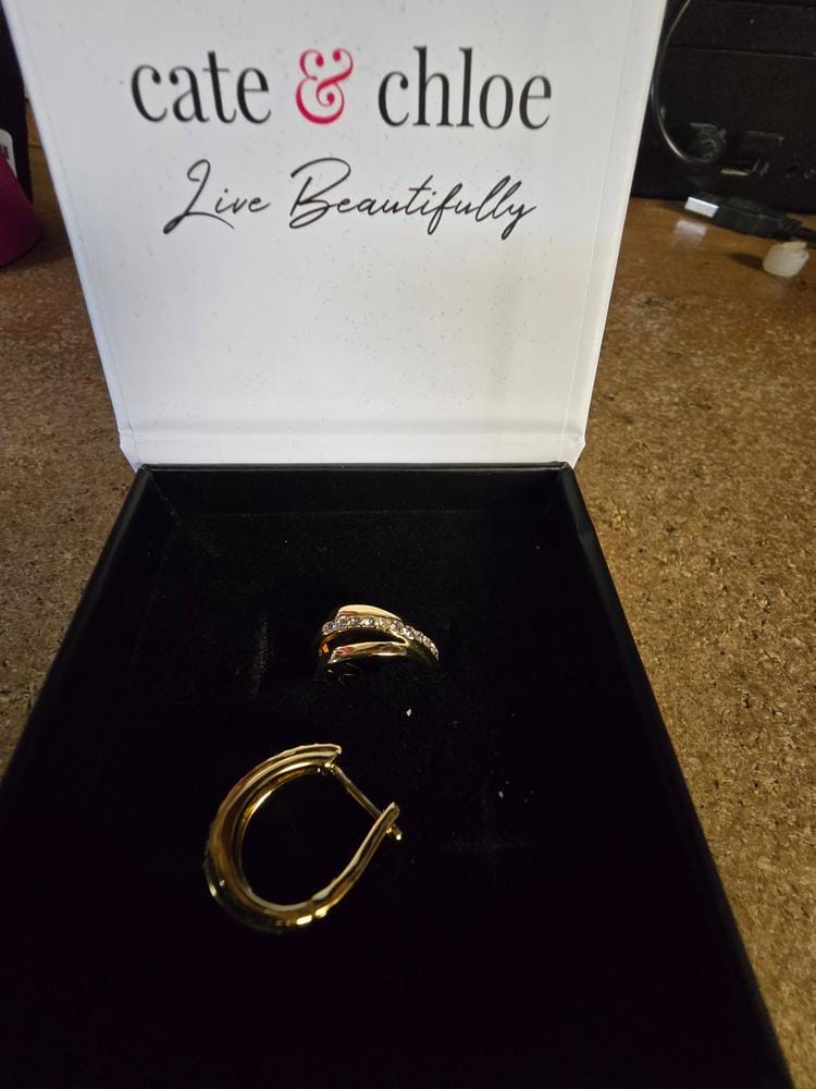 Customer photo review of Bella 18k White Gold Plated 17mm Hoop Earrings with Swarovski Crystals