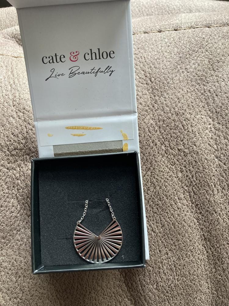 Customer photo review of Taylor 18k White Gold Plated Stainless Steel Necklace — Final Sale
