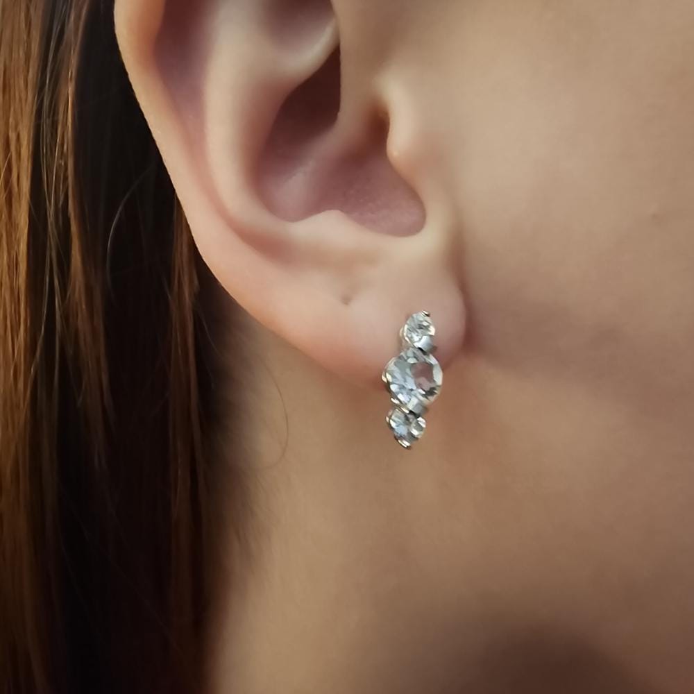 Customer photo review of Lucille 18k White Gold Plated Stud Drop Earrings with Swarovski Crystals